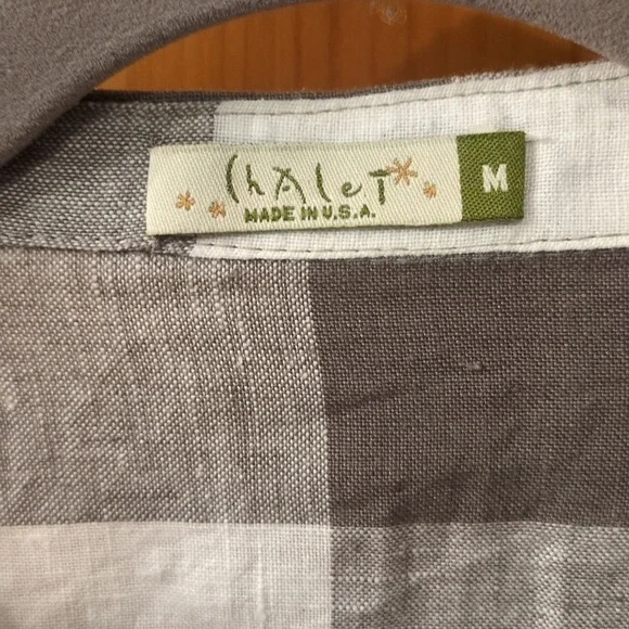 Pristine Chalet Open FrontPlaid Linen Jacket/Cardigan White & Gray Size Medium - Picture 2 of 5